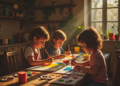 A serene landscape featuring a vibrant sunset over a tranquil lake, with silhouettes of trees in the foreground and mountains in the background, perfect for nature lovers and outdoor enthusiasts.